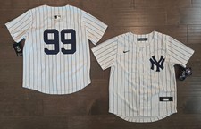 Maglia YOUTH New York Yankees #99 Aaron Judge cucita bianca gessato tifoso casa
