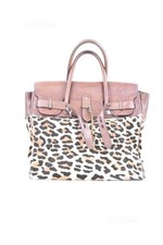 Borsa In Vera Pelle Ermanno Daelli Marrone+Cavallino Leopardato 50 X 35 X 18 Cm 