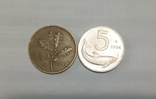 Cinque lire delfino rara - rara, 1954