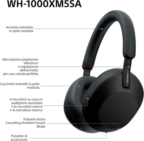 Sony 1000xm5sa cuffie - sony, wh-1000xm5sa
