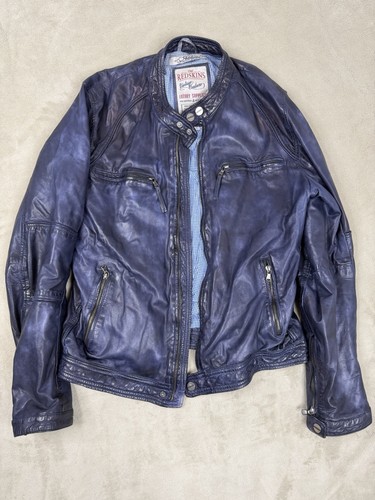 Redskins giacca pelle blu - giacca, xl