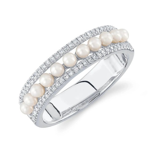 Perla anello diamante fascia - perla,