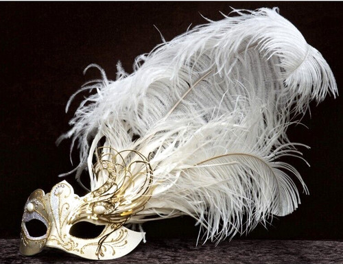 Maschera veneziana donna piume - veneziana,