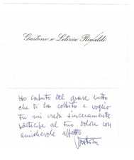 1978 PADOVA Letizia e Gastone RINALDI Designer Biglietto da visita AUTOGRAFO