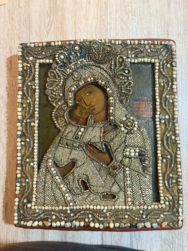 Antica icona russa madre di - antica,