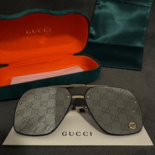 Gucci GG1676S occhiali da sole aviatore oro argento specchio lenti monogramma 61 mm