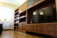 Parete attrezzata libreria soggiorno TV legno noce canaletto