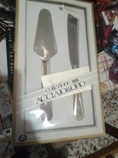 servizio di taglio torta acciaio & oro eme posaterie mai usato