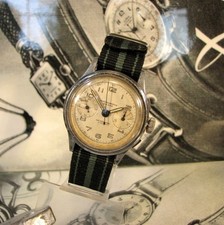 Vintage raro accattivante WW2 CRONOGRAFO SUISSE MOVADO 17 rubini bella modalità svizzero