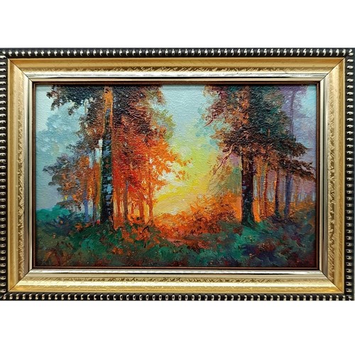 Quadro olio originale foresta