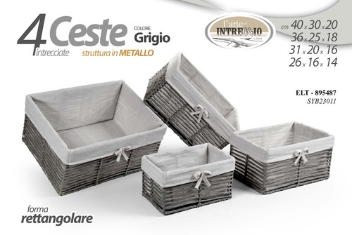 Cestini rettangolari grigio - rettangolari,