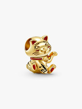 Charm PANDORA Japan Cute Fortune Cat placcato oro 14 carati autentico