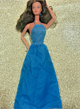 Vintage Barbie Blu Maxi Abito Mattel (Solo Vestiti Moda) ✨⭐️✨