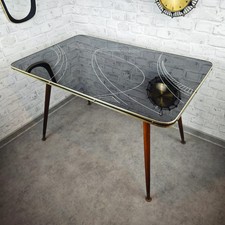 Tavolo anni 50 nero vetro oro