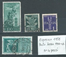 Francobolli italiani 3 valori posta aerea 1930 e 1 valore espresso 1958 150 lire