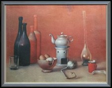 Natura morta serigrafia su tela plastif Proferio Grossi Vignale 1923 Parma 2000