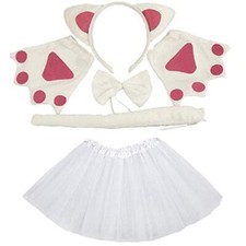 Set Costume Gatta Bimba Tutu Cerchio Guanti Papillon Coda Carnevale L.275