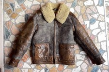 Vintage Ralph Lauren Type M445 Bomber Shearling Sheepskin Leather Jacket Luxury