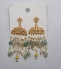 ORECCHINI A LAMPADARIO ORO E VERDE, orecchini importanti, orecchini orientali