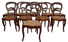 antico lotto di 10 sedie Luigi Filippo epoca '800 in noce massello RESTAURATE