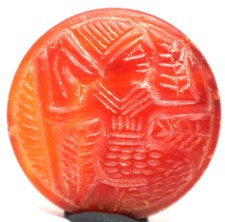 Antico re corniola romana intaglio su entrambi i lati amuleto sigillo timbro ...