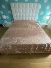 coperta antica damascata con frange rosa antico