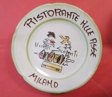 Piatto buon ricordo ristorante alle Asse Milano Solimene 1980 Ceramica Vietri Sm