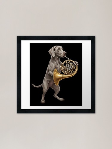 Weimaraner che suona - il, corno