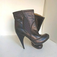 Galliano Stivaletti Tacco stiletto tronchetto pelle nera fashion shoes boots 39