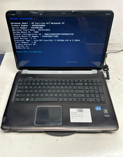 Pavilion dv7 6c95dx intel - hp,