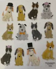 FANCY DOGS Mylar Stickers (12pc)Paper Studio•Puppies•Hat •Accessories•Ties•Cards