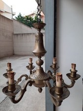 Vecchio LAMPADARIO  in Ottone 6 Luci  anni '70