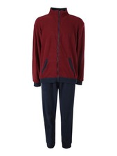 Kissimo Pigiama da uomo in pile con zip intera - bordeaux