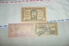 3 banconote da collezione  5 e10 cent cagayan 1 franco tunisino 1943