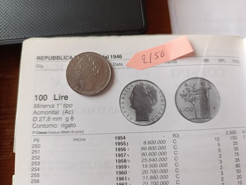 Moneta 100 lire del - 100, 1956