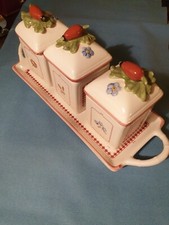 Villeroy&Boch  vassoio con due manici e tre vasetti per marmellata o spezie