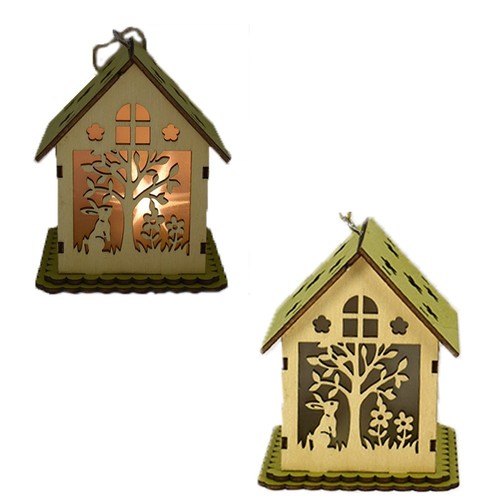 Casetta legno con - legno, luci