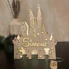 Lampada in Legno a Led da Tavolo a Forma di Castello Personalizzata con Nome