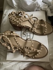 Sandali con tacco a blocco e borchie in pelle oro sublime Ash UK 4 EU 37 US 7 NUOVI IMBALLATI