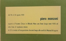 Piero Manzoni Invito 20x10cm. ALBISOLA MARE 1959 GALLERIA D'ARTE POZZETTO CHIUSO