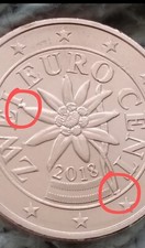 Moneta da  2 Cent  2018 Austria con Materiale in Eccesso da entrambe le facciate