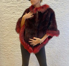 Poncho Di Visone Bordato Di