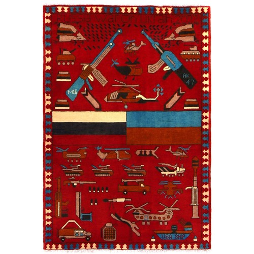 Handmade afghan war rug - afghan,