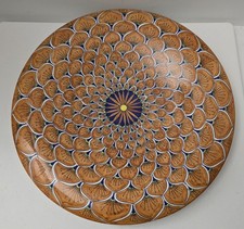 Piatto Deruta ceramica italiana dipinto a mano piuma di pavone Sambuco d'Arte 17,5"