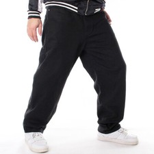 Mens Black Denim Pants Wide