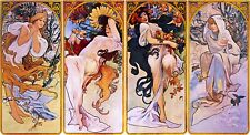 QUADRO STAMPA SU TELA CANVAS - alfons mucha - four seasons - 4 stagioni - 