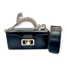 Borsa Lanvin Pencil Cat pelle nera piccola glitter borsa a mano borsa a tracolla