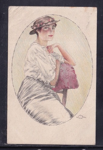 Cartolina donna con cappello - donna,