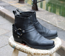 Stivali uomo neri bassi pelle western cowboy biker Kentucky western 43