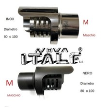 Terminale Pellet Canna Fumaria Da 80mm - 100mm  Acciaio Inox - Nero